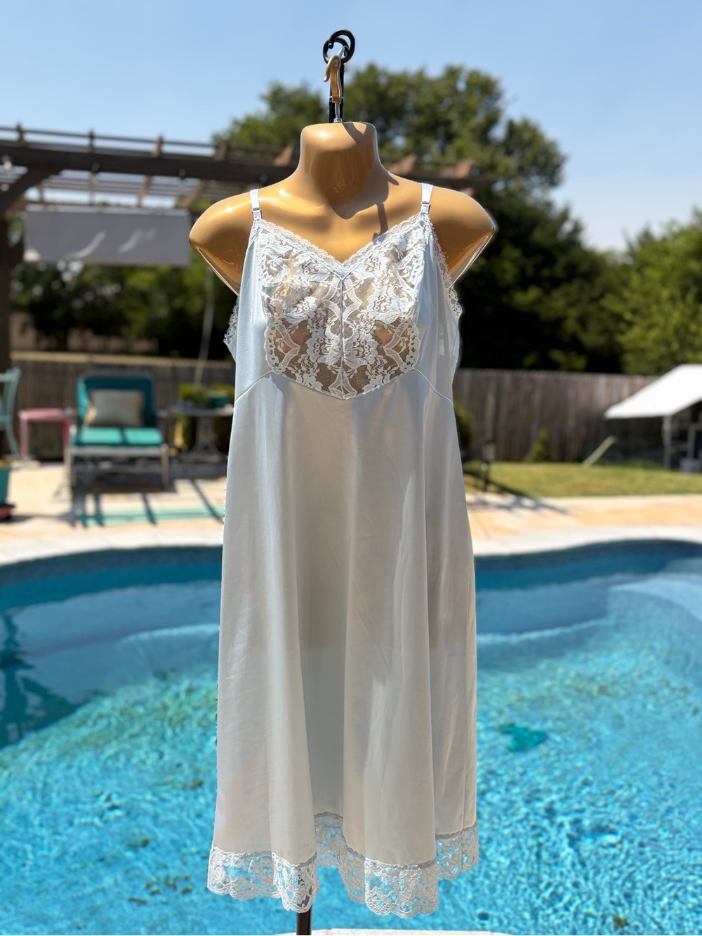 Lace-Trim Chemise Slip in Ivory